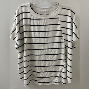 Ces Femme Black and White Striped Short Sleeve Top
